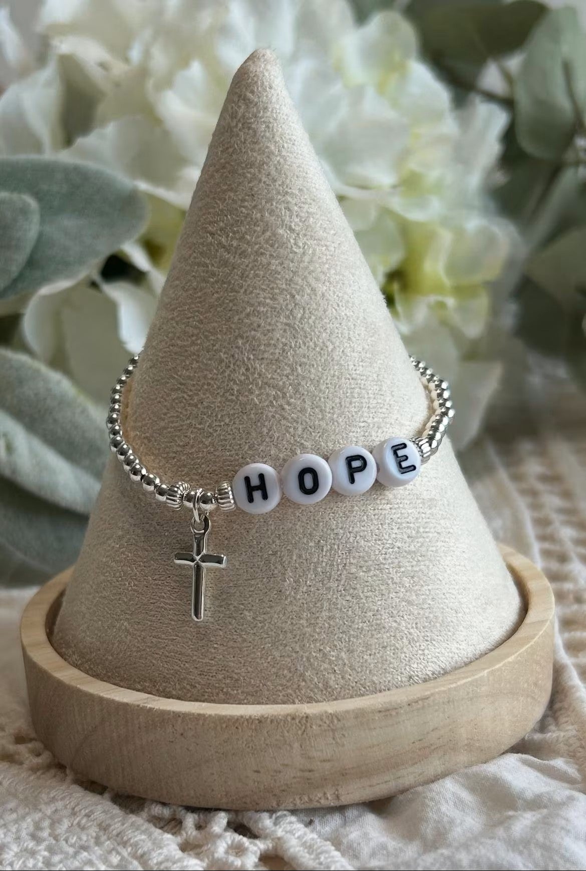 Personalised Sterling Silver Bracelet with Cross Charm