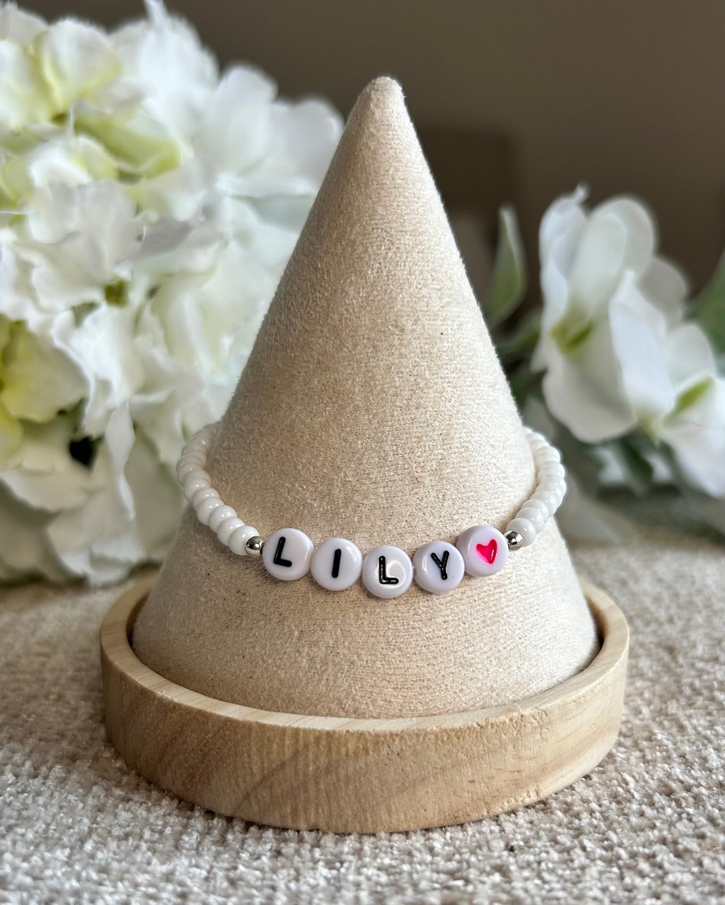 Personalised White Bead Bracelet