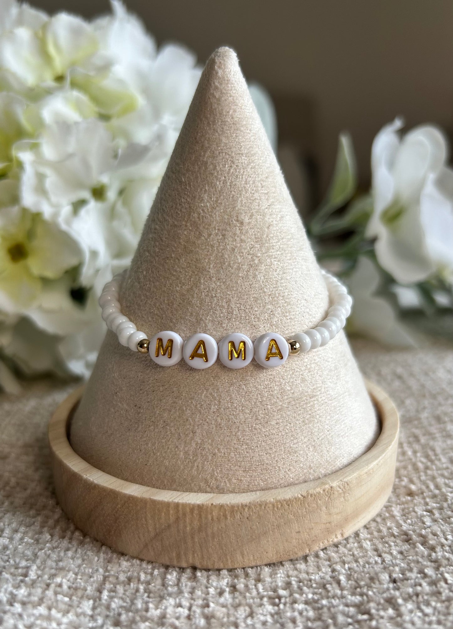 Personalised White Bead Bracelet