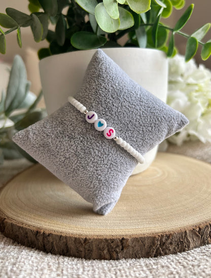 Personalised White Bead Bracelet