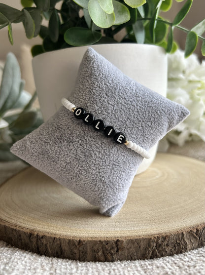 Personalised White Bead Bracelet