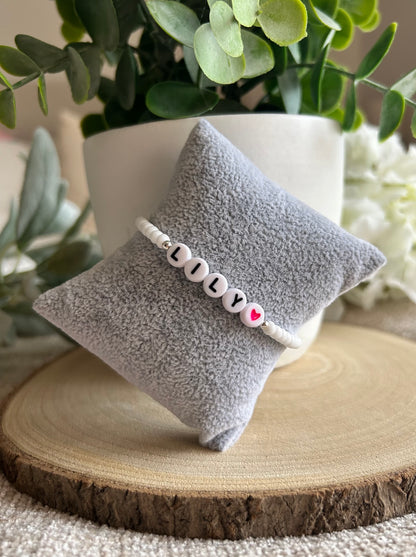 Personalised White Bead Bracelet