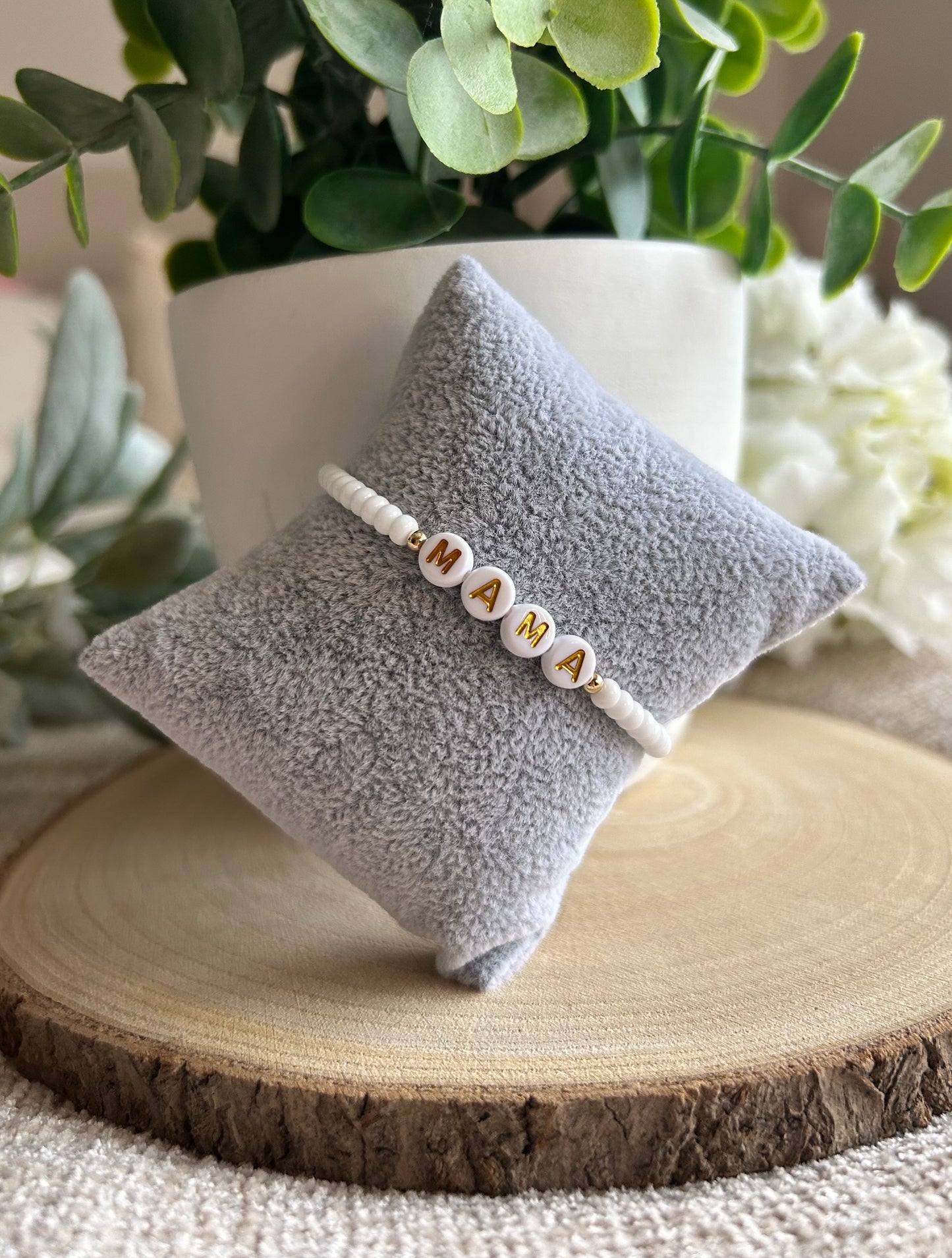 Personalised White Bead Bracelet