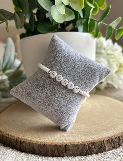 Personalised White Bead Bracelet
