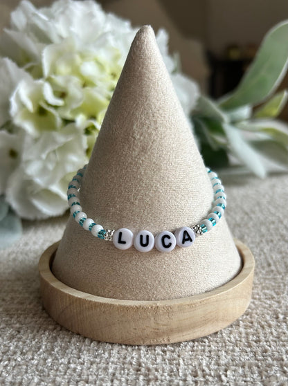 'Little Loves' Personalised White Bead Bracelet