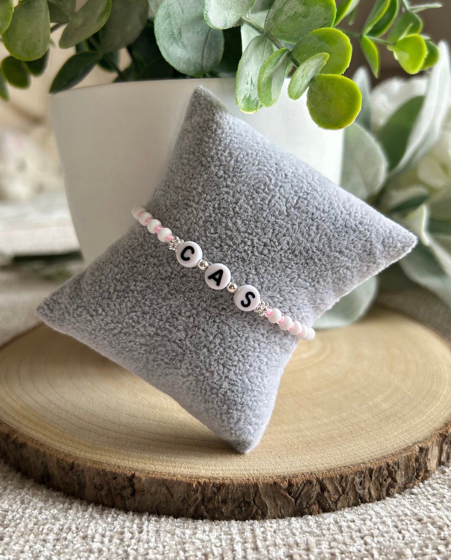 'Little Loves' Personalised White Bead Bracelet